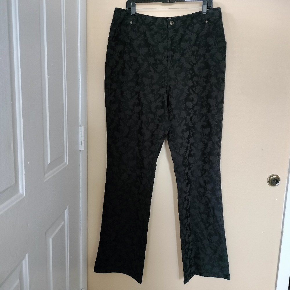 Chic Black jacquard Patterned wideleg cotton blend Pants stretch size 18 Tall